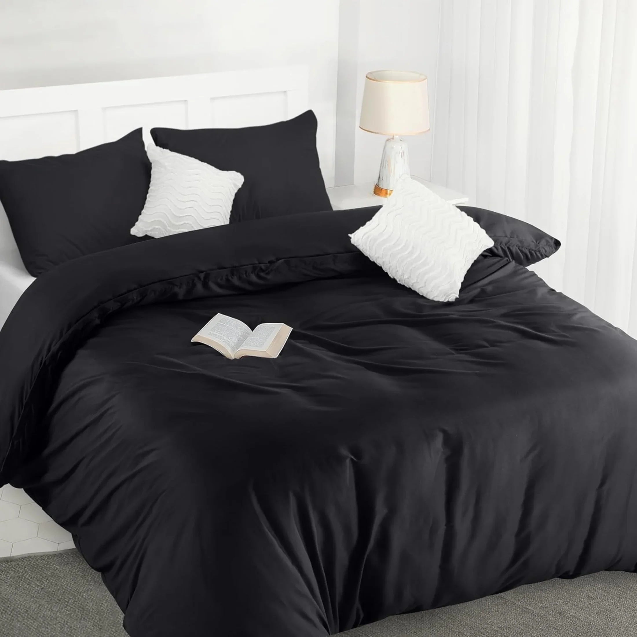 Reversible & Plain Duvet Cover and Matching Pillowcase Set –  Elegant, Soft & Durable Bedding - 4A's Global
