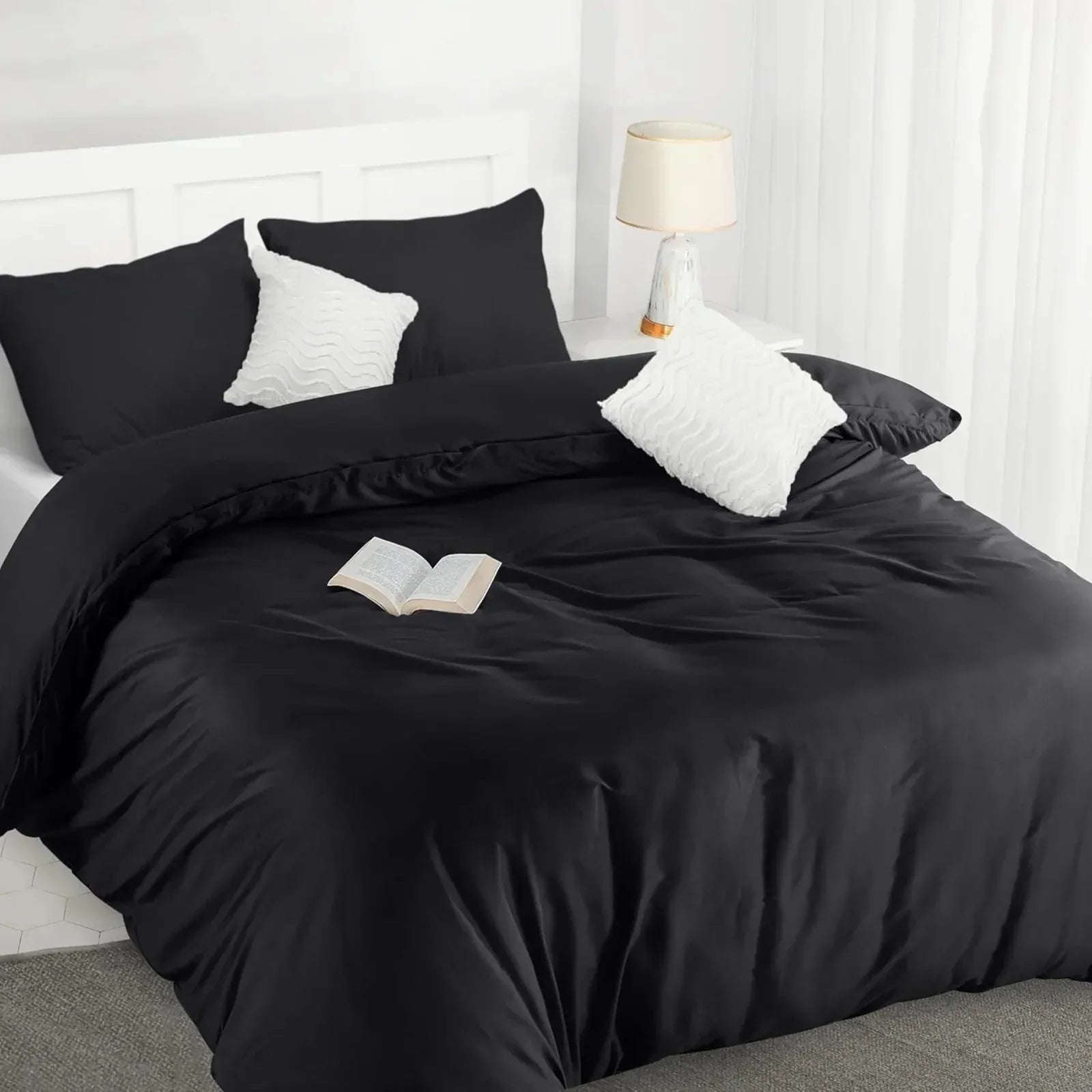 Reversible & Plain Duvet Cover and Matching Pillowcase Set –  Elegant, Soft & Durable Bedding 4A's Global