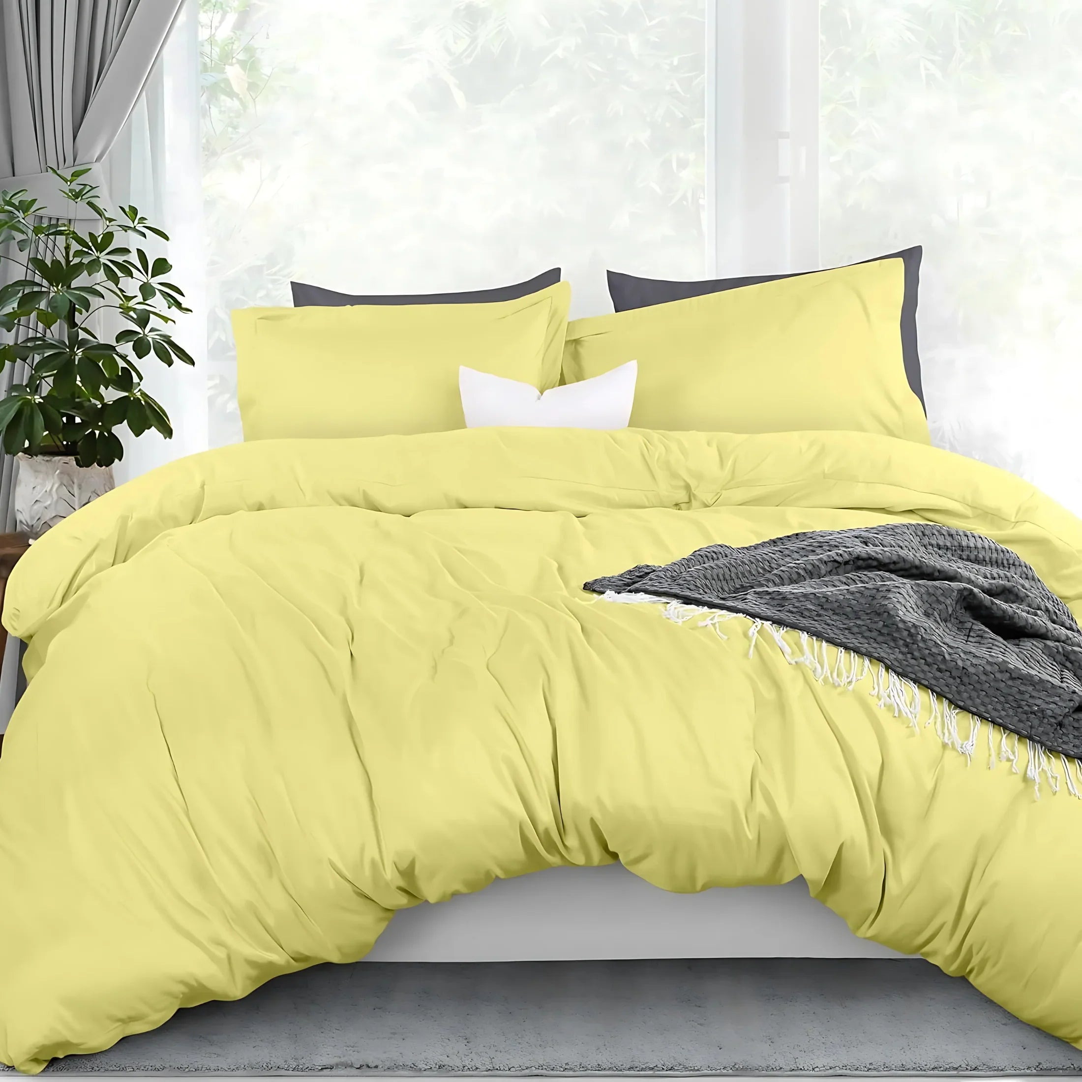 Reversible & Plain Duvet Cover and Matching Pillowcase Set –  Elegant, Soft & Durable Bedding - 4A's Global