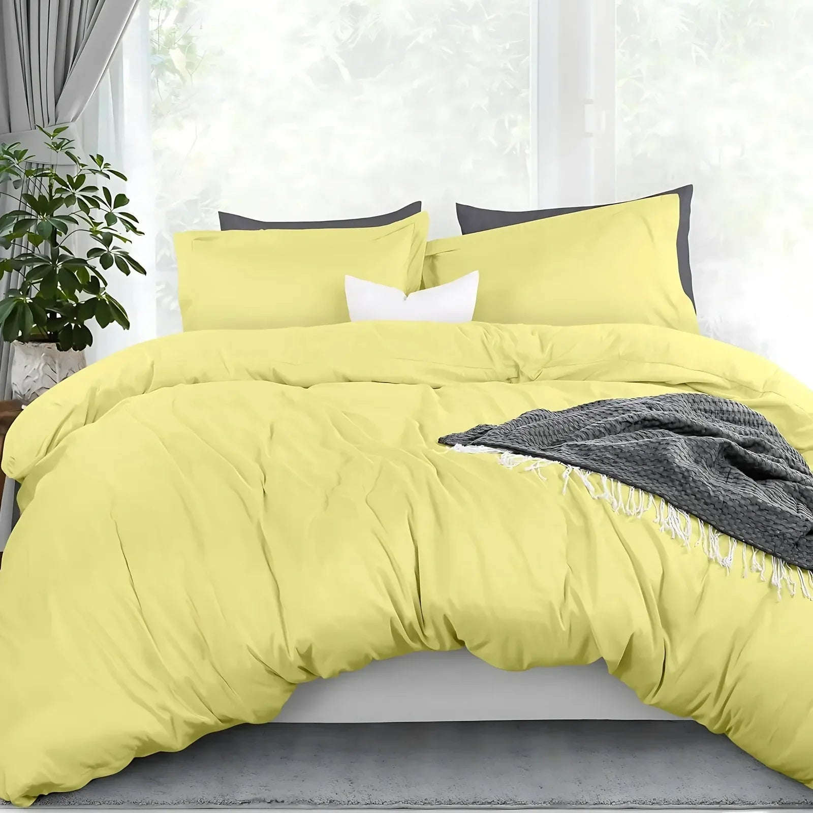 Reversible & Plain Duvet Cover and Matching Pillowcase Set –  Elegant, Soft & Durable Bedding 4A's Global