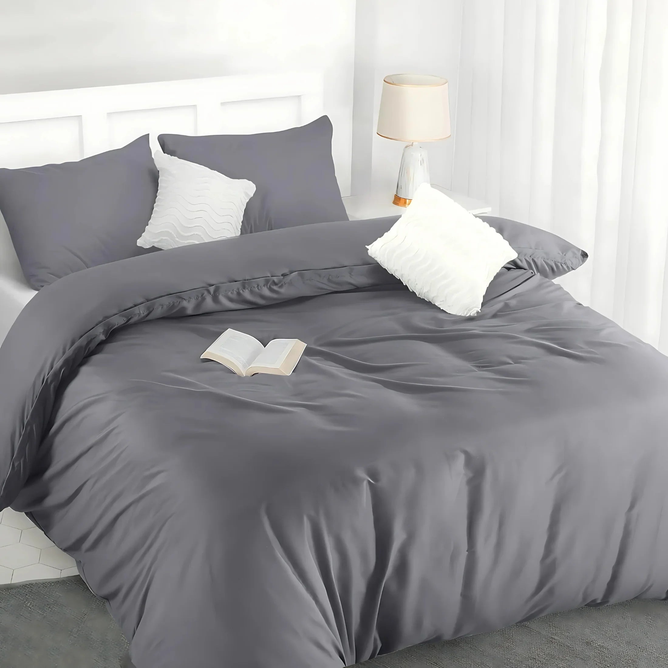 Reversible & Plain Duvet Cover and Matching Pillowcase Set –  Elegant, Soft & Durable Bedding - 4A's Global