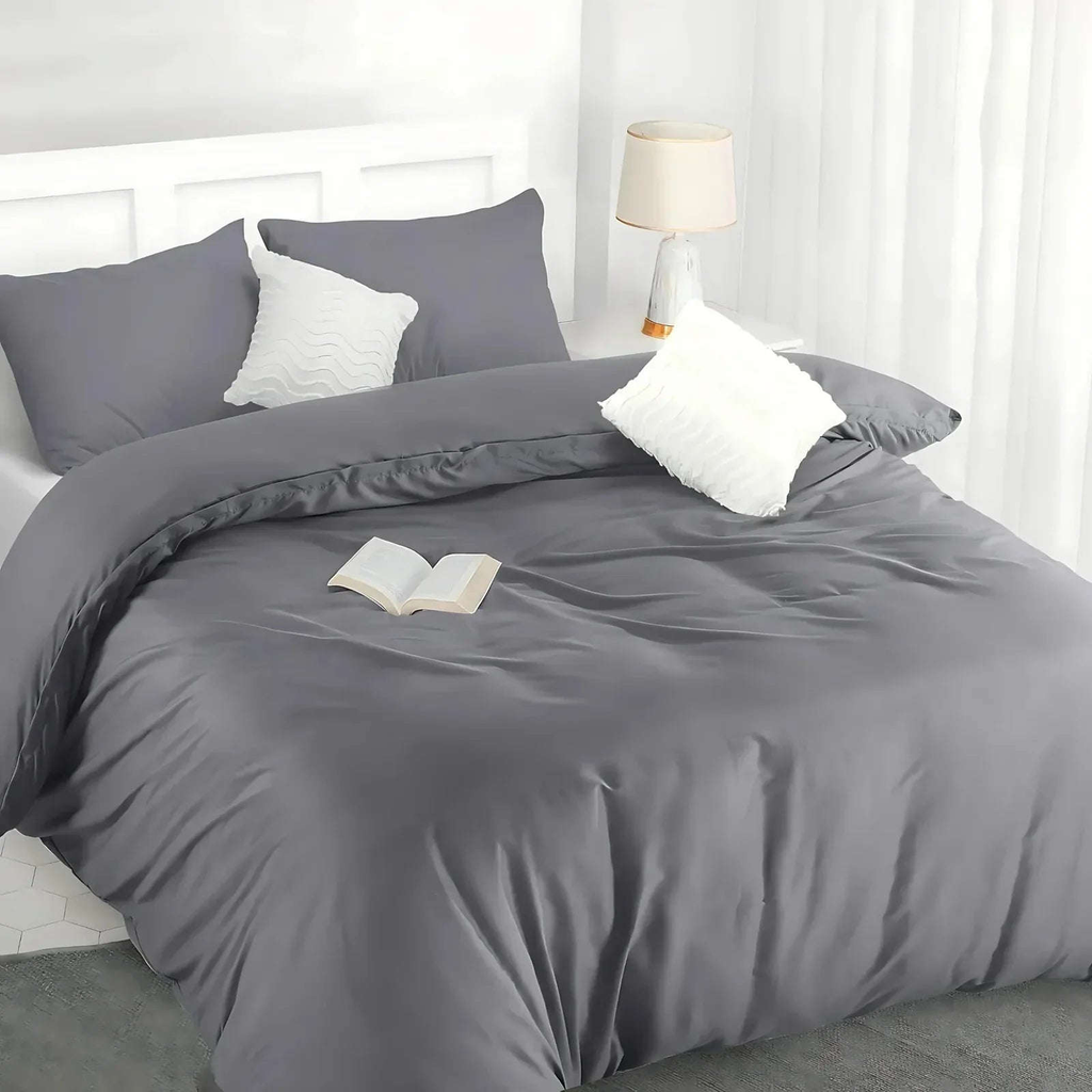 Reversible & Plain Duvet Cover and Matching Pillowcase Set –  Elegant, Soft & Durable Bedding 4A's Global