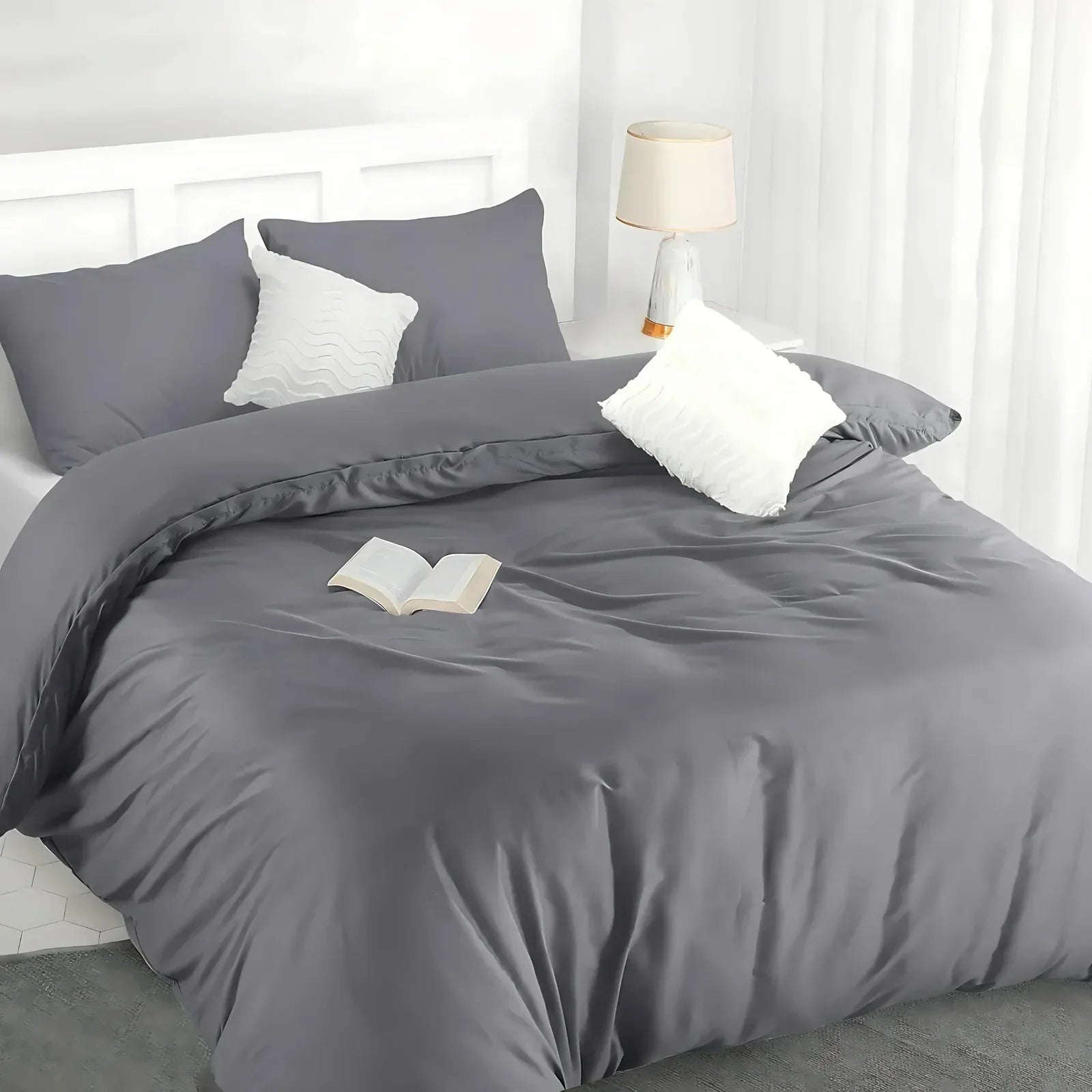 Reversible & Plain Duvet Cover and Matching Pillowcase Set –  Elegant, Soft & Durable Bedding 4A's Global