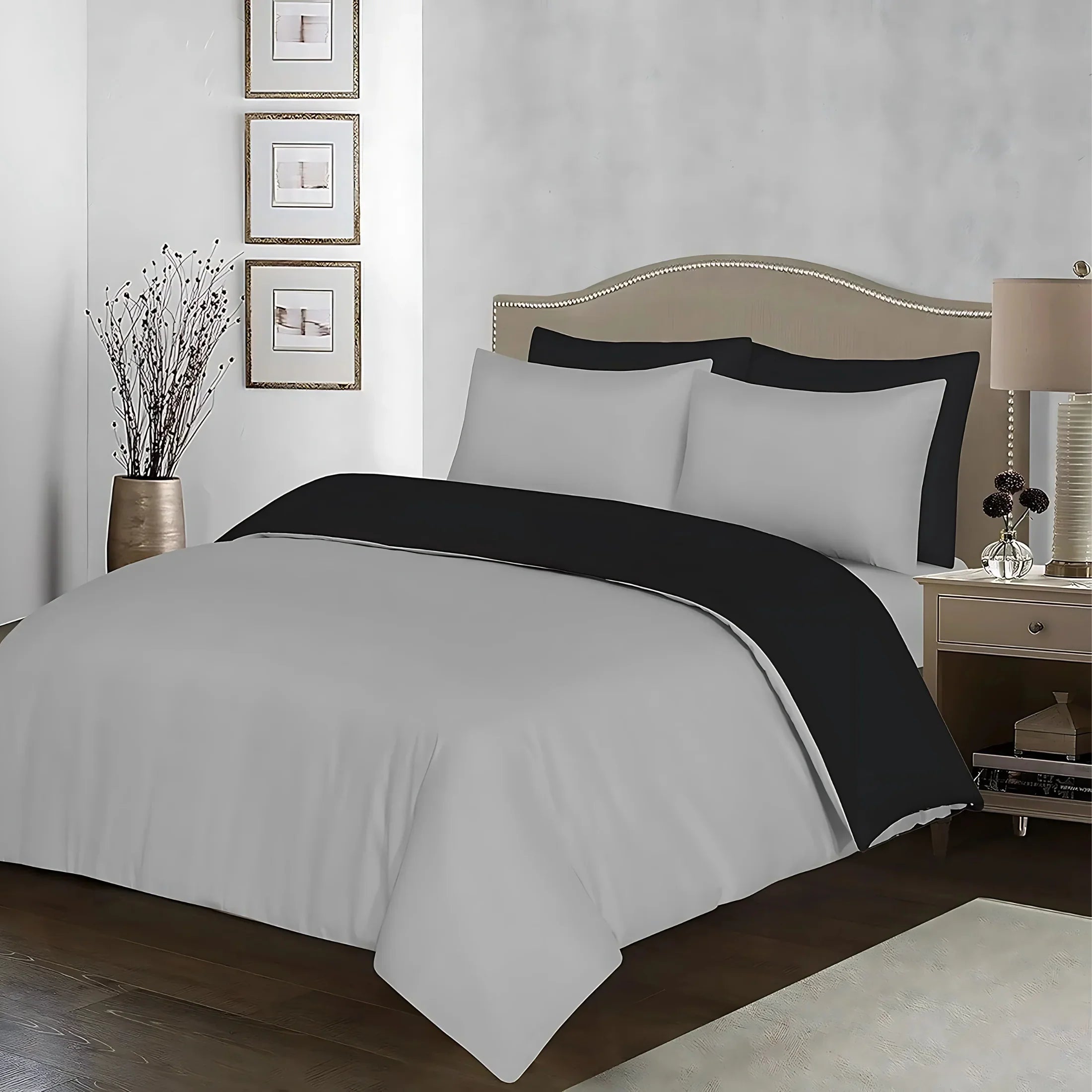 Reversible & Plain Duvet Cover and Matching Pillowcase Set –  Elegant, Soft & Durable Bedding - 4A's Global
