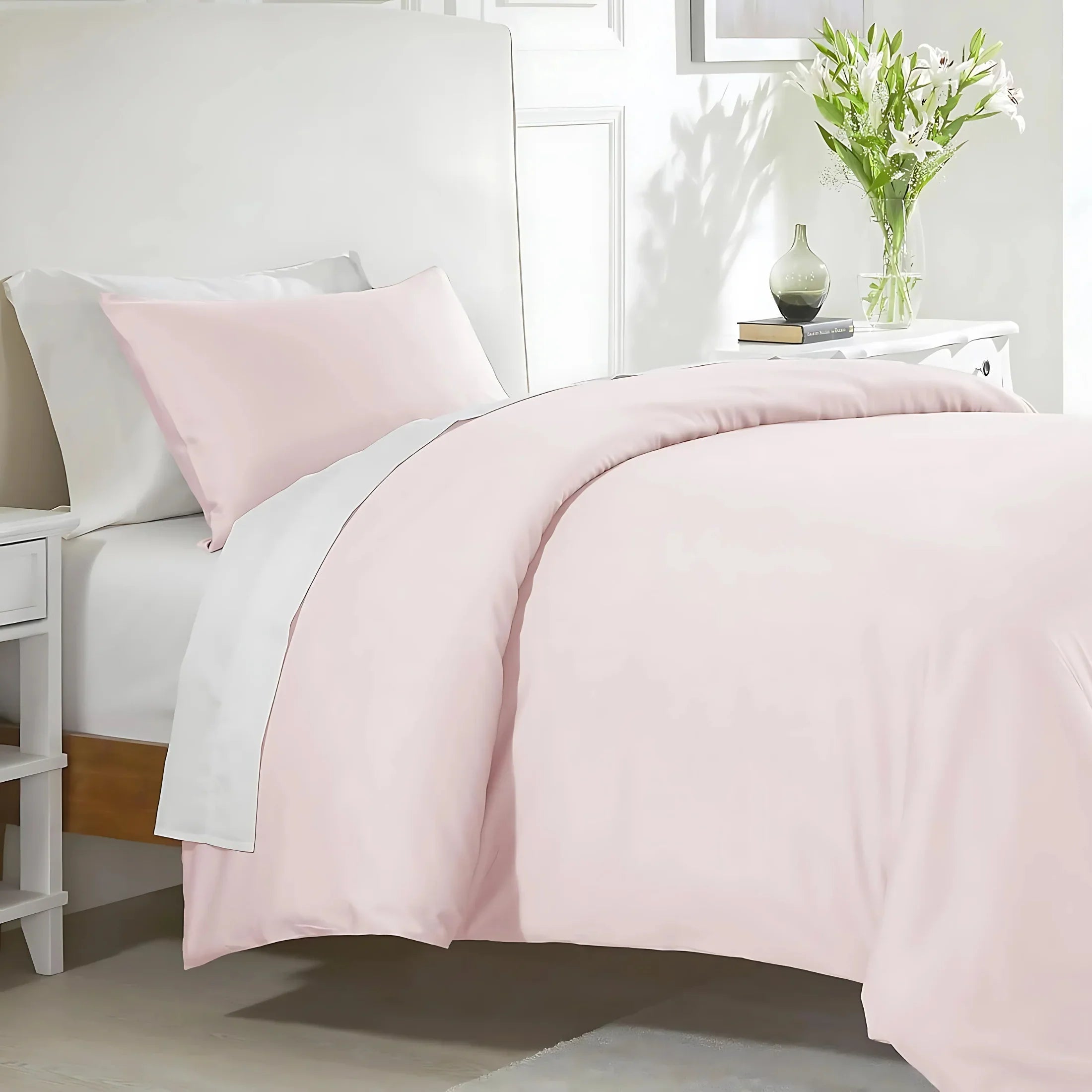 Reversible & Plain Duvet Cover and Matching Pillowcase Set –  Elegant, Soft & Durable Bedding - 4A's Global