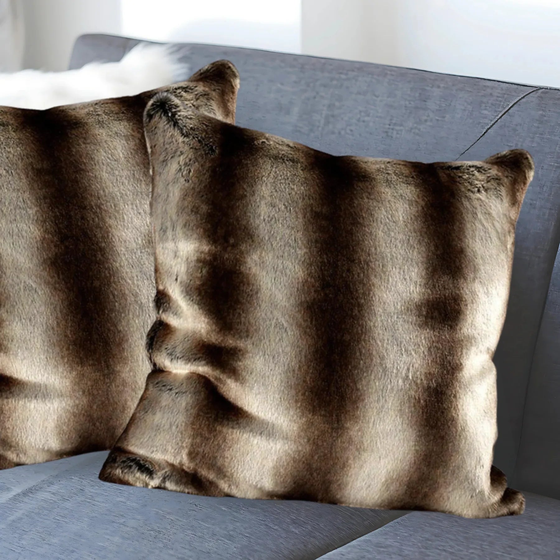 Luxury Faux Fur Rabbit Cushion Covers – Soft, Cosy &amp; Machine Washable | 43 x 43 cm (17 x 17 inches) - 4A's Global
