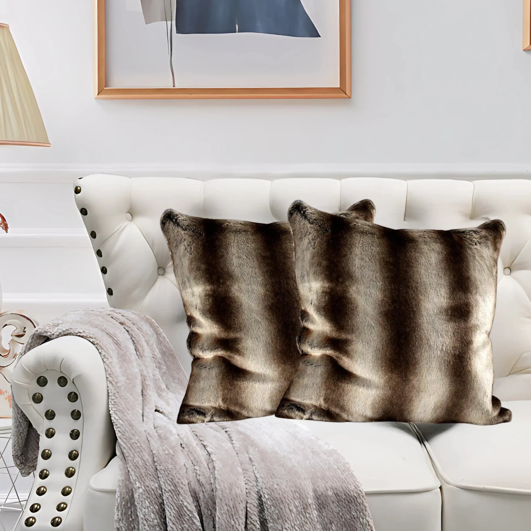 Luxury Faux Fur Rabbit Cushion Covers – Soft, Cosy &amp; Machine Washable | 43 x 43 cm (17 x 17 inches) - 4A's Global
