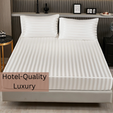Luxury Fitted Sheet Satin Stripe 100% Egyptian Cotton Hotel Quality 300 Thread Count White