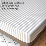 Luxury Fitted Sheet Satin Stripe 100% Egyptian Cotton Hotel Quality 300 Thread Count White