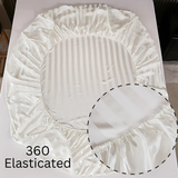 Luxury Fitted Sheet Satin Stripe 100% Egyptian Cotton Hotel Quality 300 Thread Count White