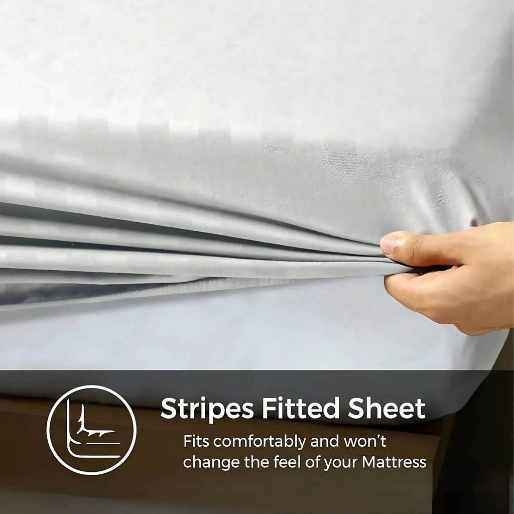 Egyptian Cotton Sateen Fitted Sheet – Luxurious 300 Thread Count Hotel-Quality Bedding for a Perfect Fit - 4A's Global