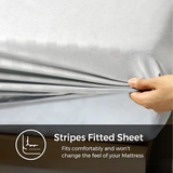 Luxury Fitted Sheet Satin Stripe 100% Egyptian Cotton Hotel Quality 300 Thread Count White
