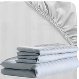 Luxury Fitted Sheet Satin Stripe 100% Egyptian Cotton Hotel Quality 300 Thread Count White