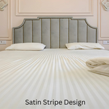 Luxury Fitted Sheet Satin Stripe 100% Egyptian Cotton Hotel Quality 300 Thread Count White
