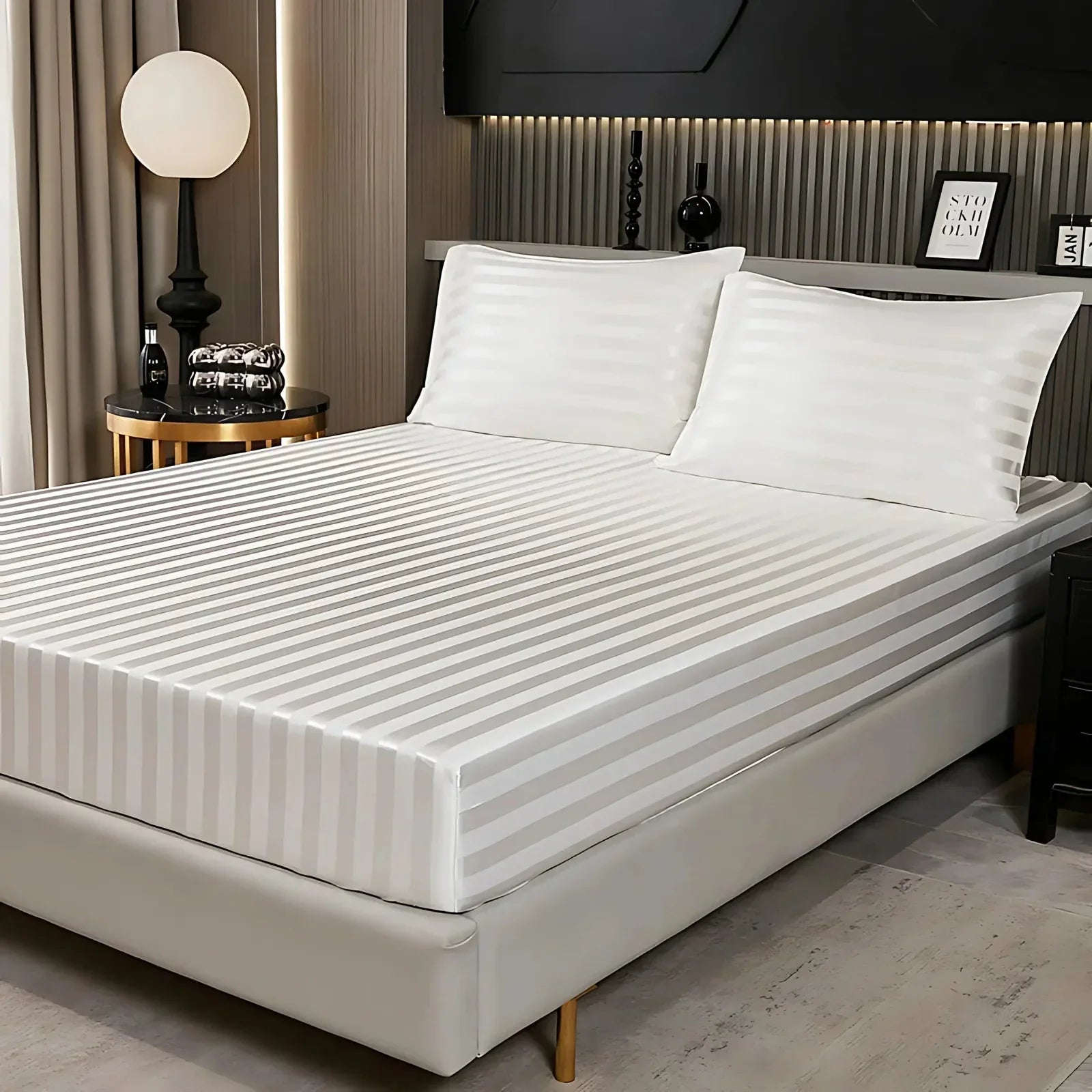 Egyptian Cotton Sateen Fitted Sheet – Luxurious 300 Thread Count Hotel-Quality Bedding for a Perfect Fit - 4A's Global