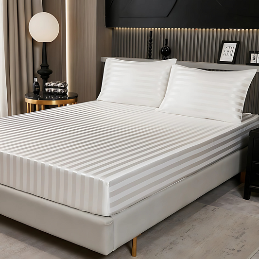 Egyptian Cotton Sateen Fitted Sheet – Luxurious 300 Thread Count Hotel-Quality Bedding for a Perfect Fit - 4A's Global