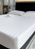 Fitted Sheet 300 Thread Count White Satin Stripe 100% Egyptian Cotton Hotel Quality - 4A's Global