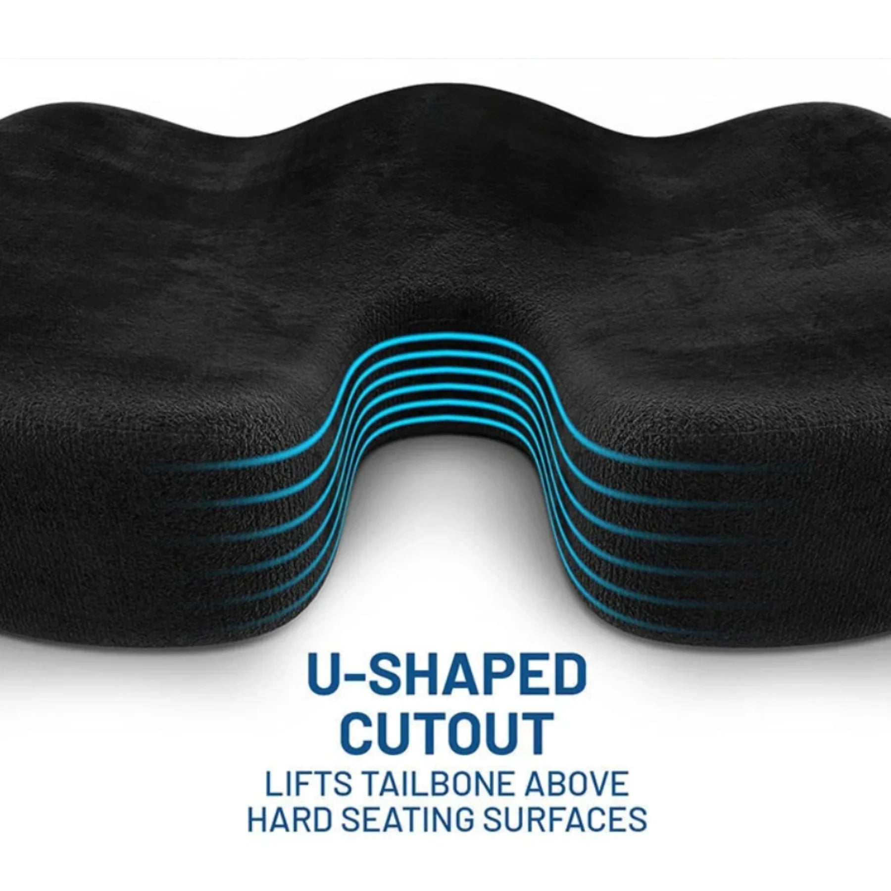 Memory Foam Seat Cushion – Ergonomic Cooling Comfort for Office, Car &amp; Home | 45x35cm | Black - 4A's Global