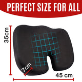Memory Foam Seat Cushion – Ergonomic Cooling Comfort for Office, Car &amp; Home | 45x35cm | Black - 4A's Global