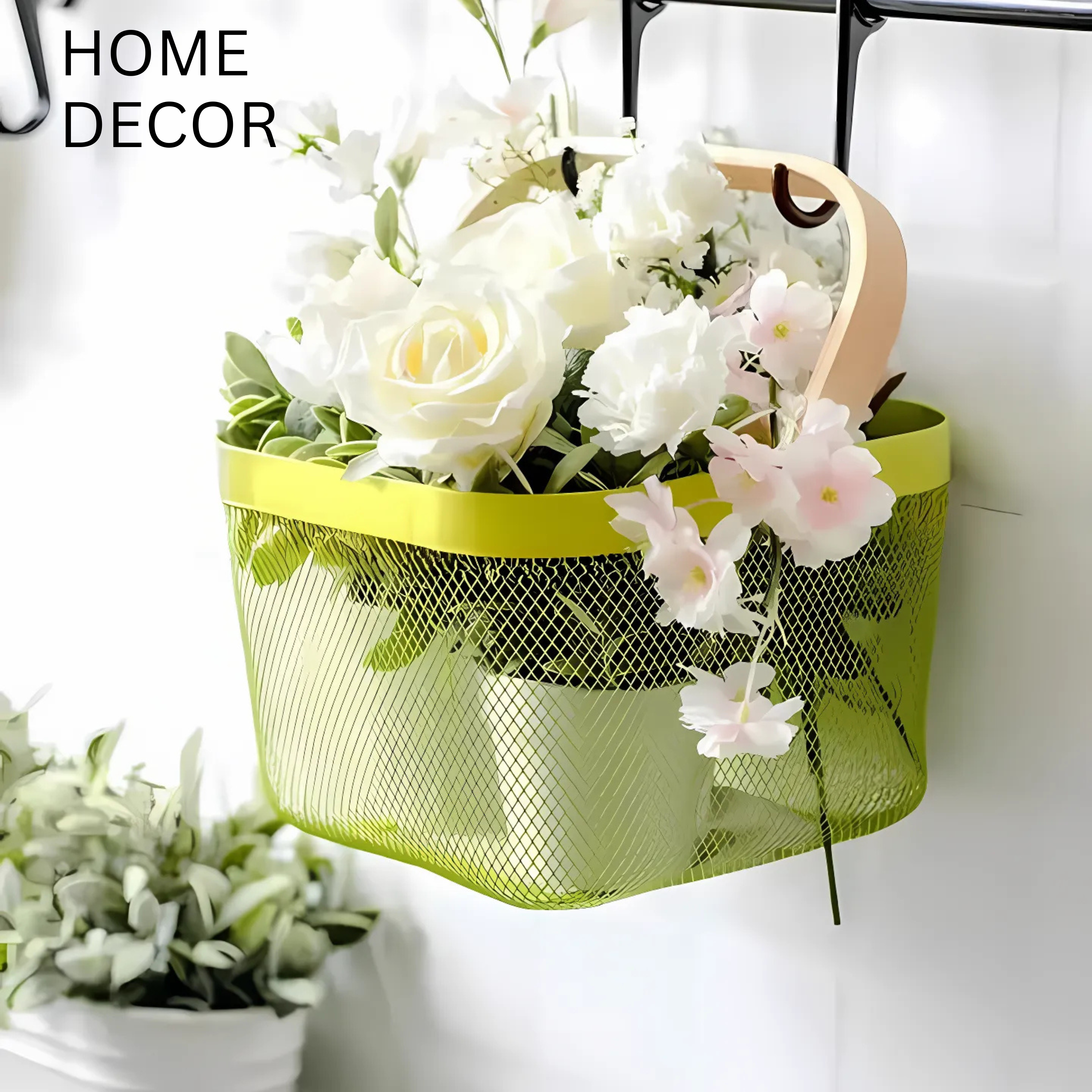 Metal Fruit Basket with Wooden Handle – Steel Mesh Food Storage & Kitchen Organiser Square Basket - 4A's Global