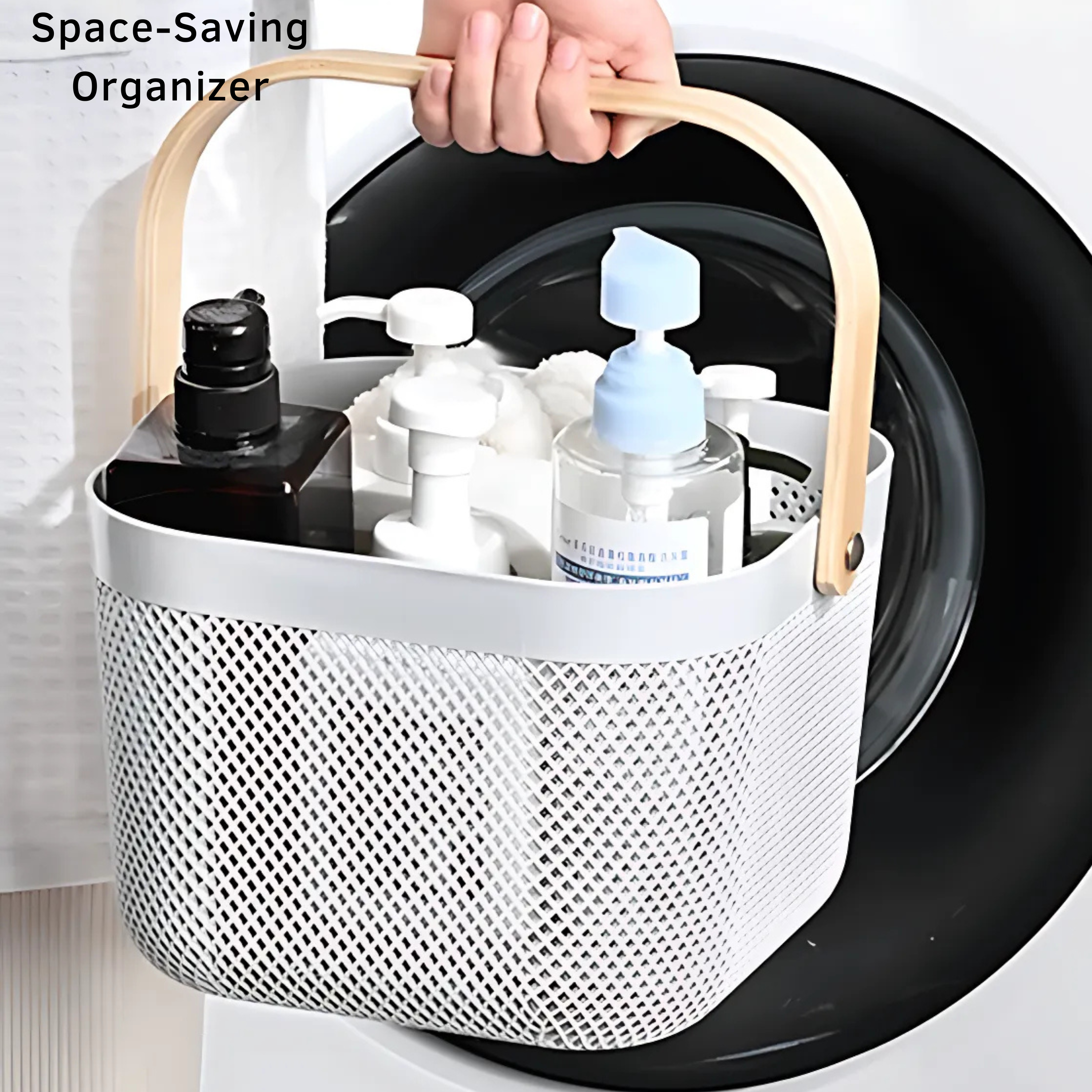 Metal Fruit Basket with Wooden Handle – Steel Mesh Food Storage & Kitchen Organiser Square Basket - 4A's Global