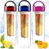800ML Fruit Infuser Water Bottle  Leakproof Sports Juice Bottle with Handle | Portable Gym & Travel Hydration Tumbler Cup - Drinkware Pink Blue Red
