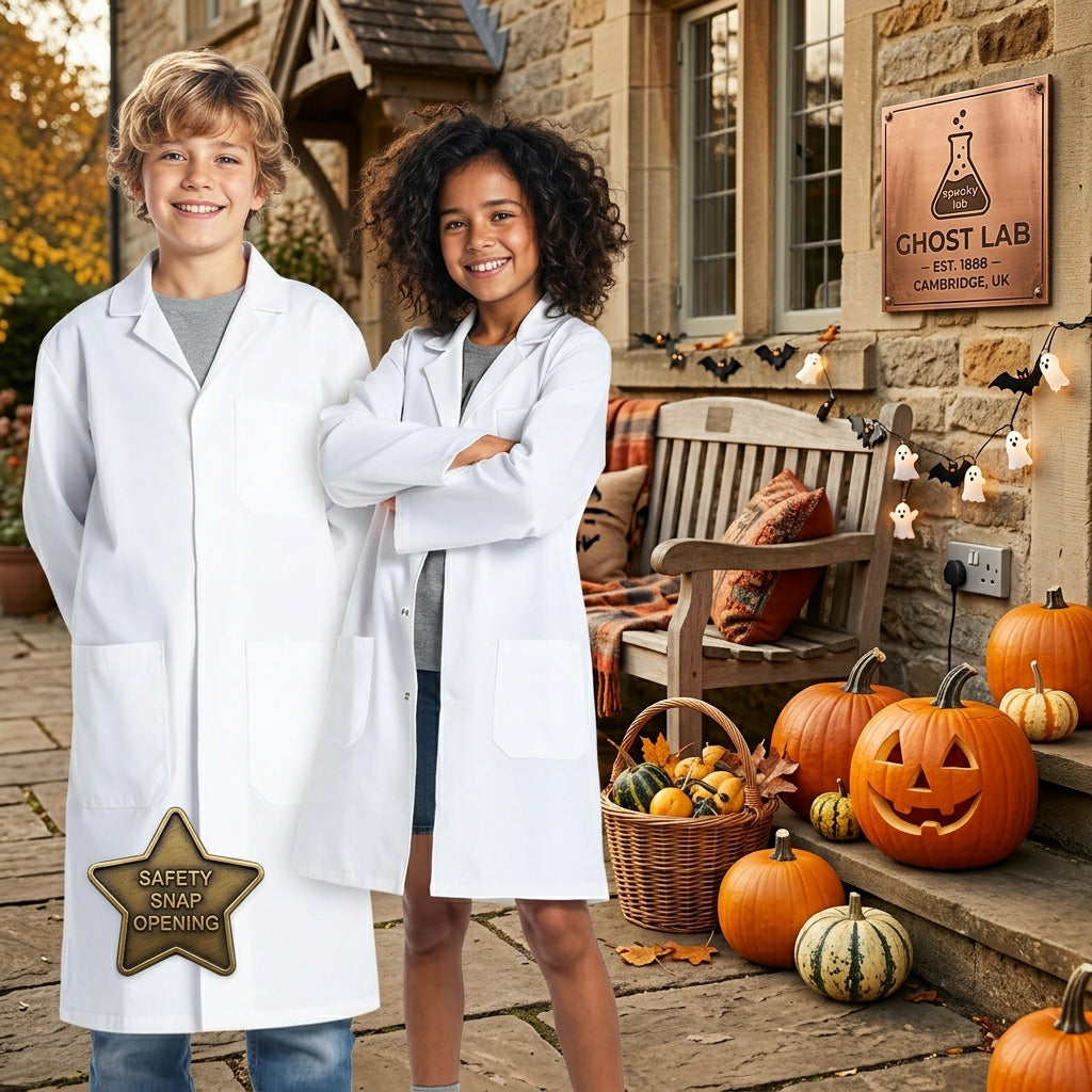 White Lab Coat Unisex Polycotton Professional Workwear Salon Coat, XXS to 5XL - 4AS - 4A's Global