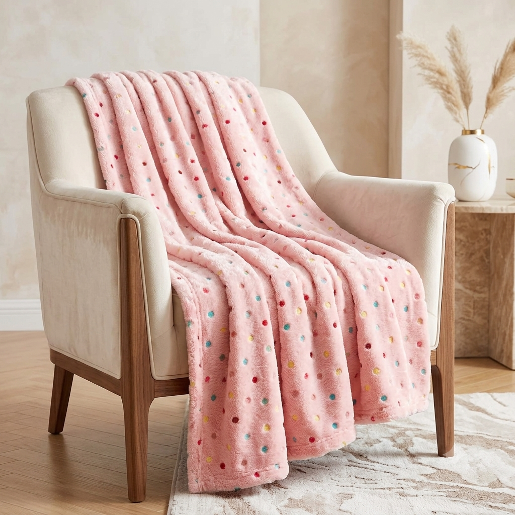 Polka Dot Fleece Throw – Ultra Plush Microfiber Blanket for Sofa, Bed &amp; Pets Super Soft Glow-in-the-Dark