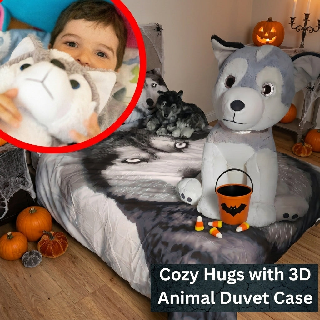 Halloween Wolf Duvet Cover Set 3D Animal Print Soft Microfiber Double / King - 4A's Global