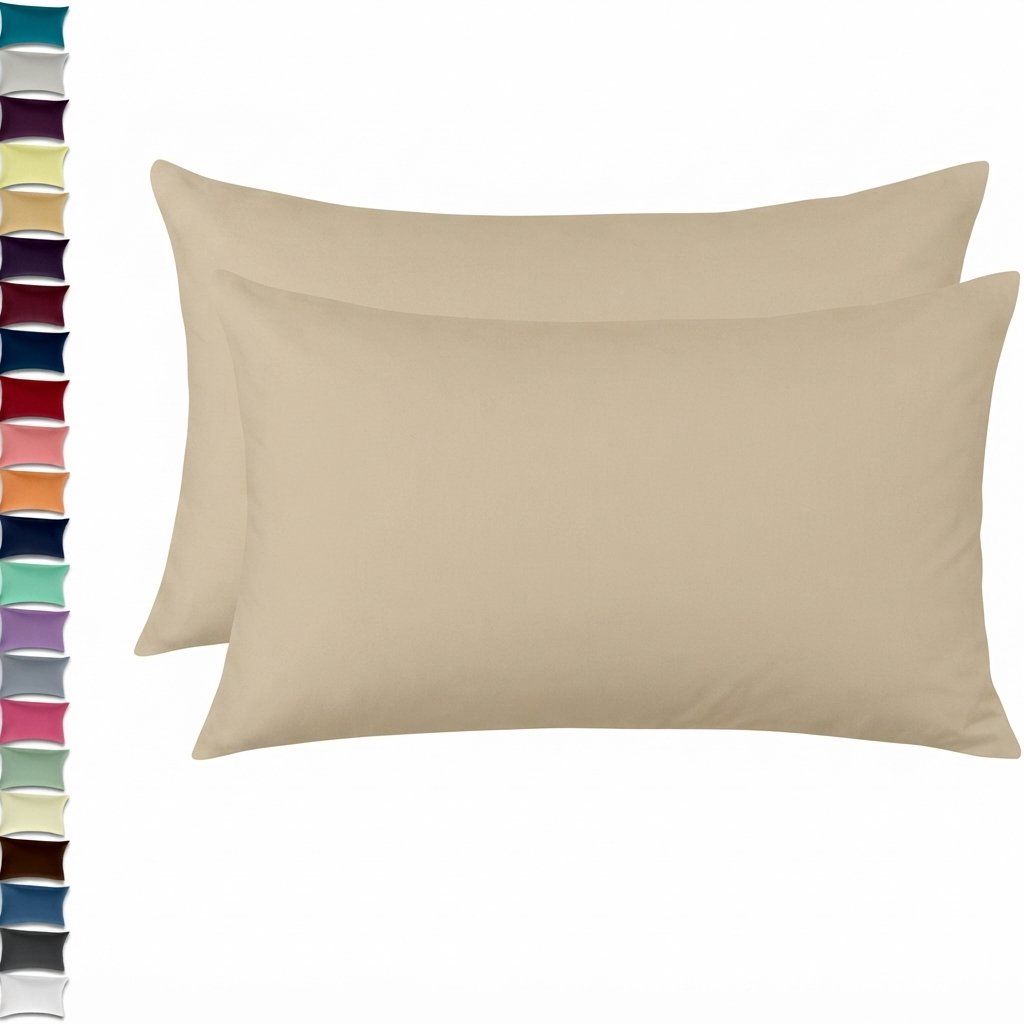 Polycotton Pillowcase Pair Percale 180TC, 13 Colours Standard Size - High Living