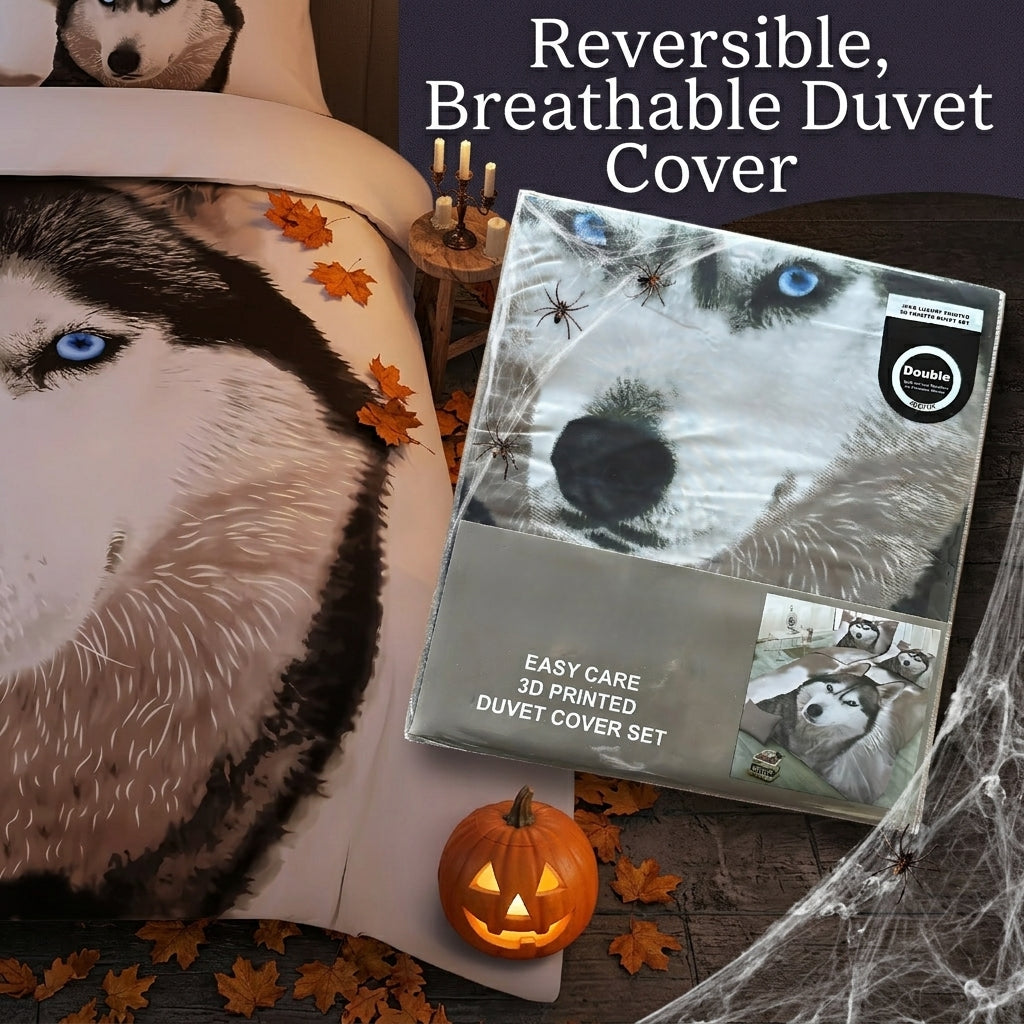 Halloween Wolf Duvet Cover Set 3D Animal Print Soft Microfiber Double / King - 4A's Global