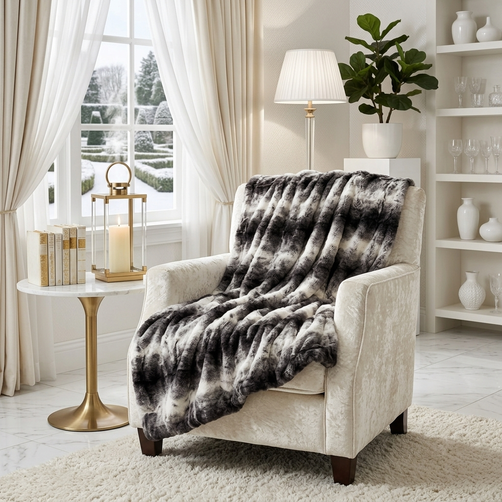 Luxury Faux Fur Rabbit Throw Blanket – Super Soft &amp; Ethical Comfort | Multiple Sizes &amp; Colours
