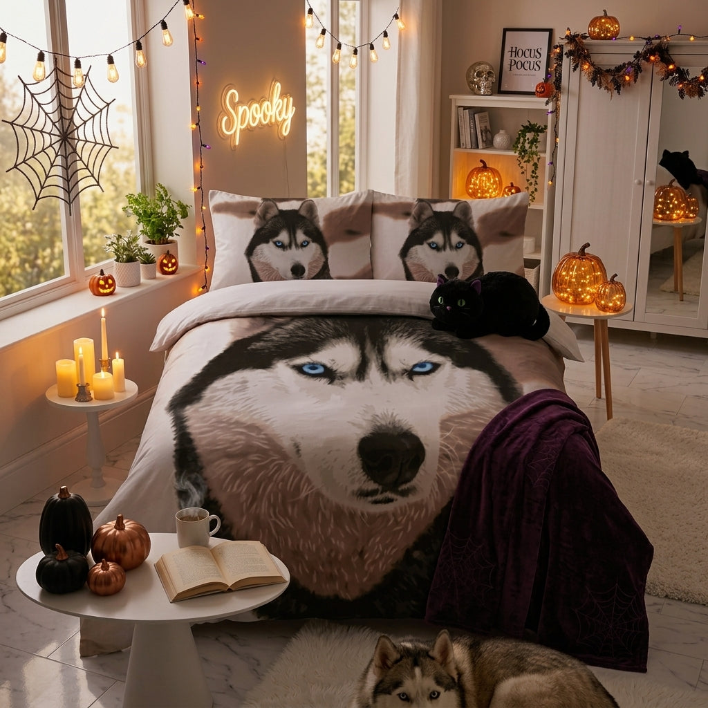 Halloween Wolf Duvet Cover Set 3D Animal Print Soft Microfiber Double / King - 4A's Global
