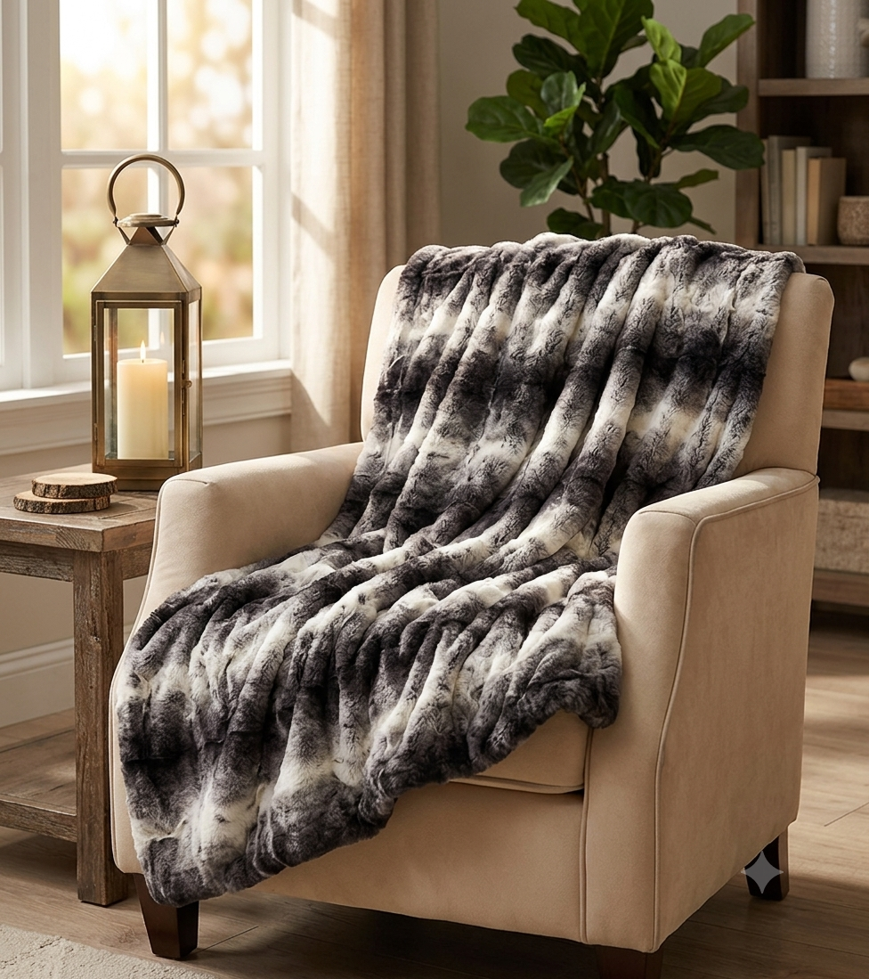 Luxury Faux Fur Rabbit Throw Blanket – Super Soft &amp; Ethical Comfort | Multiple Sizes &amp; Colours
