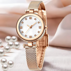 Ladies Rose Gold Mesh Strap Watch Waterproof Stainless Steel, Gift Box Included - High Living - 4A's Global