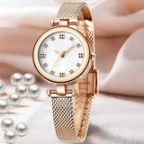 Elegant Ladies Luxury Wrist Watch – Rose Gold Stainless Steel Mesh Strap | Waterproof - 4A's Global