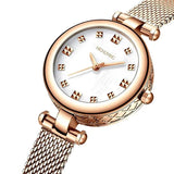 Elegant Ladies Luxury Wrist Watch – Rose Gold Stainless Steel Mesh Strap | Waterproof - 4A's Global