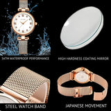 Elegant Ladies Luxury Wrist Watch – Rose Gold Stainless Steel Mesh Strap | Waterproof - 4A's Global