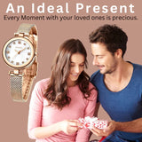 Elegant Ladies Luxury Wrist Watch – Rose Gold Stainless Steel Mesh Strap | Waterproof - 4A's Global
