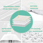 Bamboo Mattress Protector 3D Air Layer Cooling Silver ION Antibacterial, Silver ION , All UK Sizes - Zemmel - 4A's Global