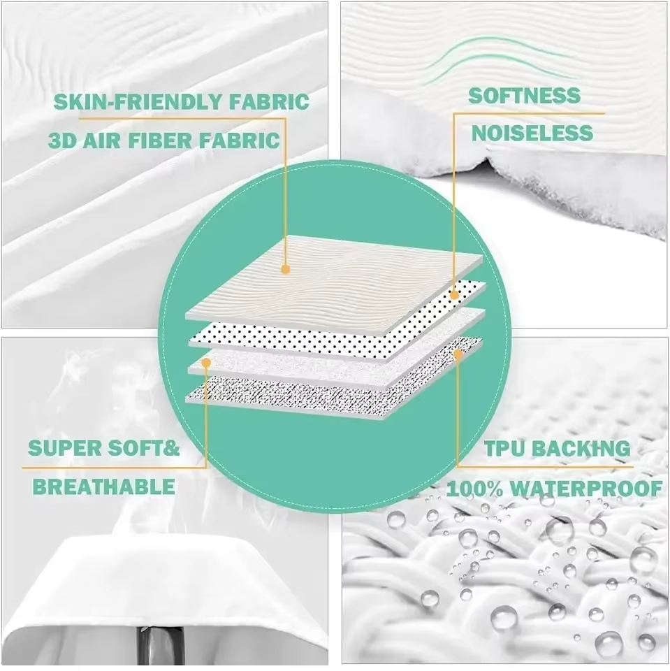Bamboo Mattress Protector 3D Air Layer Cooling Silver ION Antibacterial, Silver ION , All UK Sizes - Zemmel - 4A's Global
