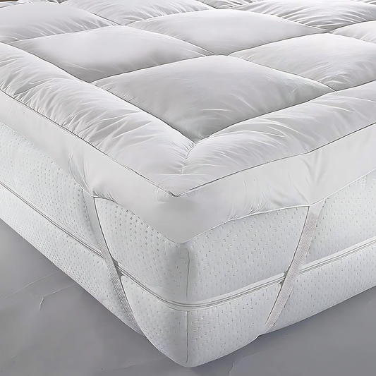 4AS Mattress Topper 4 Inch/10cm Microfiber Quilted, Luxury Box Stitched Elasticated Corner Straps