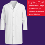 Unisex White Lab Coat | Salon Coat | Stylist Smock | Professional Workwear – Premium Polycotton Long Sleeve - 4A's Global