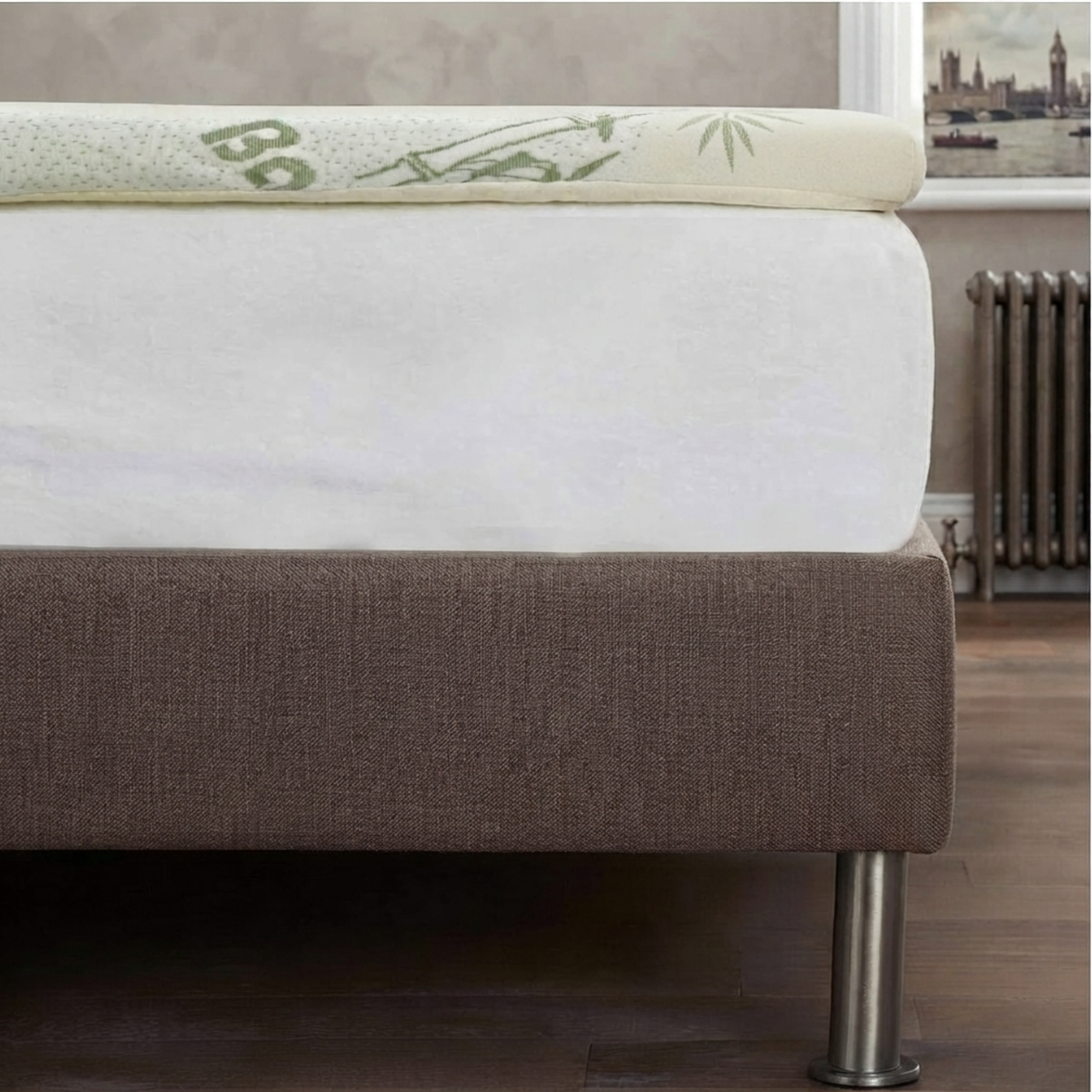 Bamboo Mattress Topper 2.5cm Gel Memory Foam Cooling Anti-Slip, All UK Sizes - Heaven High - 4A's Global