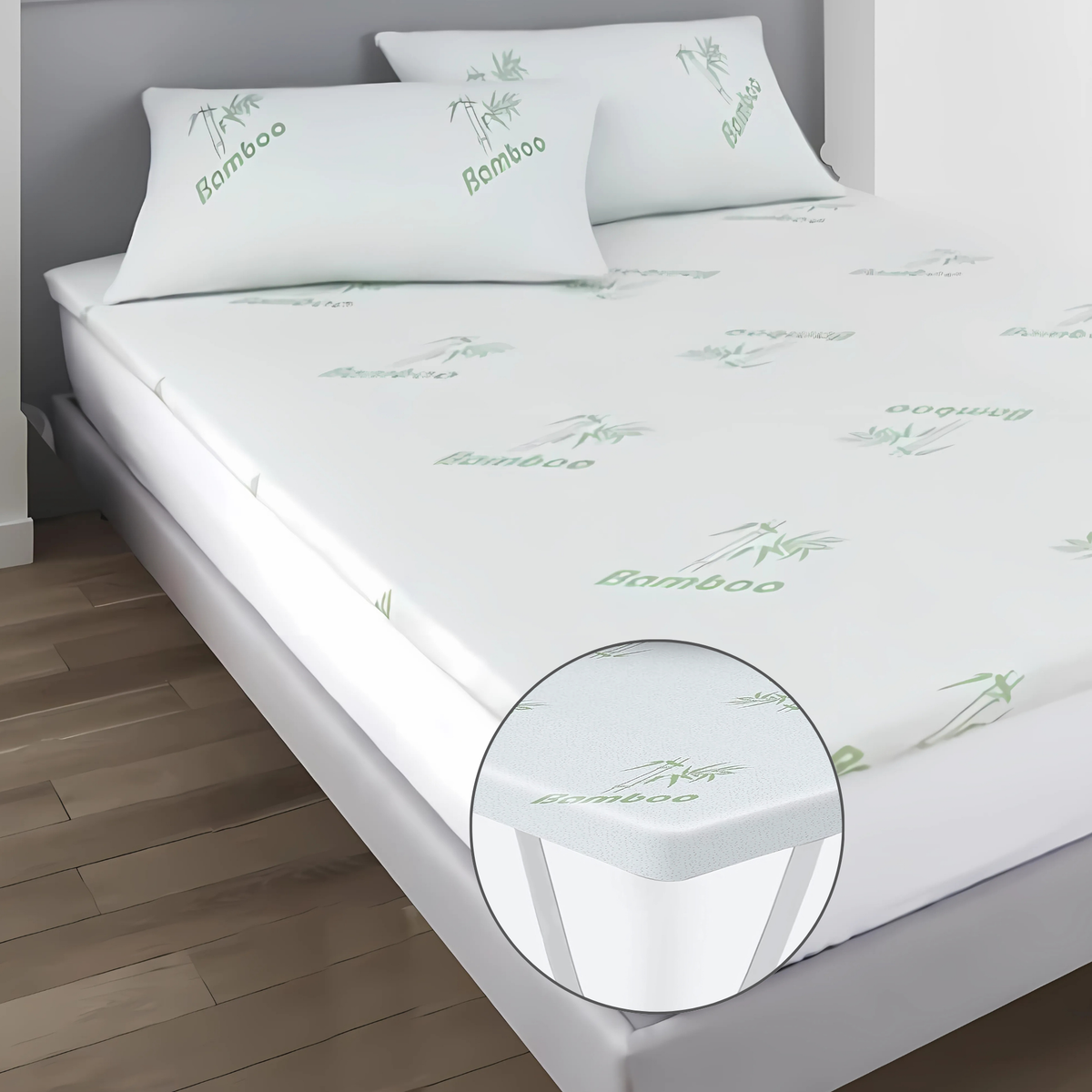 High Living Mattress Topper Bamboo 40D Gel Memory Foam, 2.5cm Thick, 300gsm Bamboo Fabric, Removable Zipper Cover