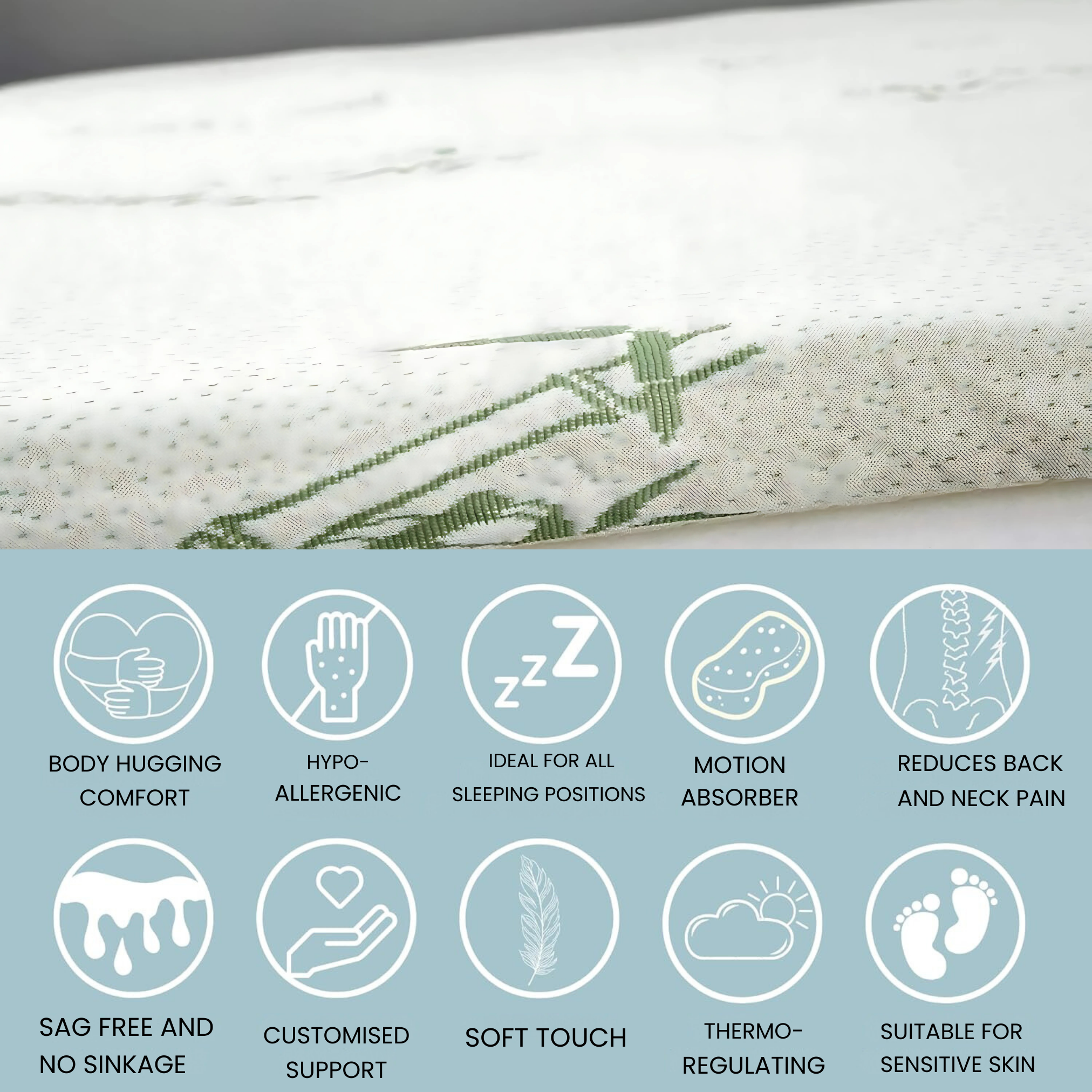 Memory Foam Mattress Topper 2.5 inches (6.35 cm) – Anti-Slip, Cooling, Hypoallergenic | Thin &amp; Lightweight Comfort Pad - 4A's Global