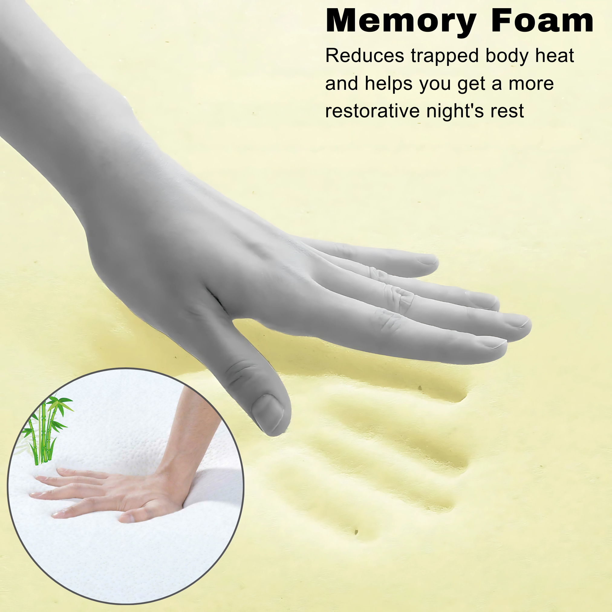 Memory Foam Mattress Topper 2.5 inches (6.35 cm) – Anti-Slip, Cooling, Hypoallergenic | Thin &amp; Lightweight Comfort Pad - 4A's Global