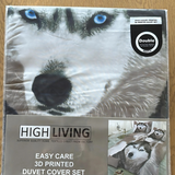 Microfiber Duvet Cover Set 3D Wolf Printed Egyptian Cotton Bedding Quilt Cover Set, with Pillow Cases Soft & Breathable, All Sizes