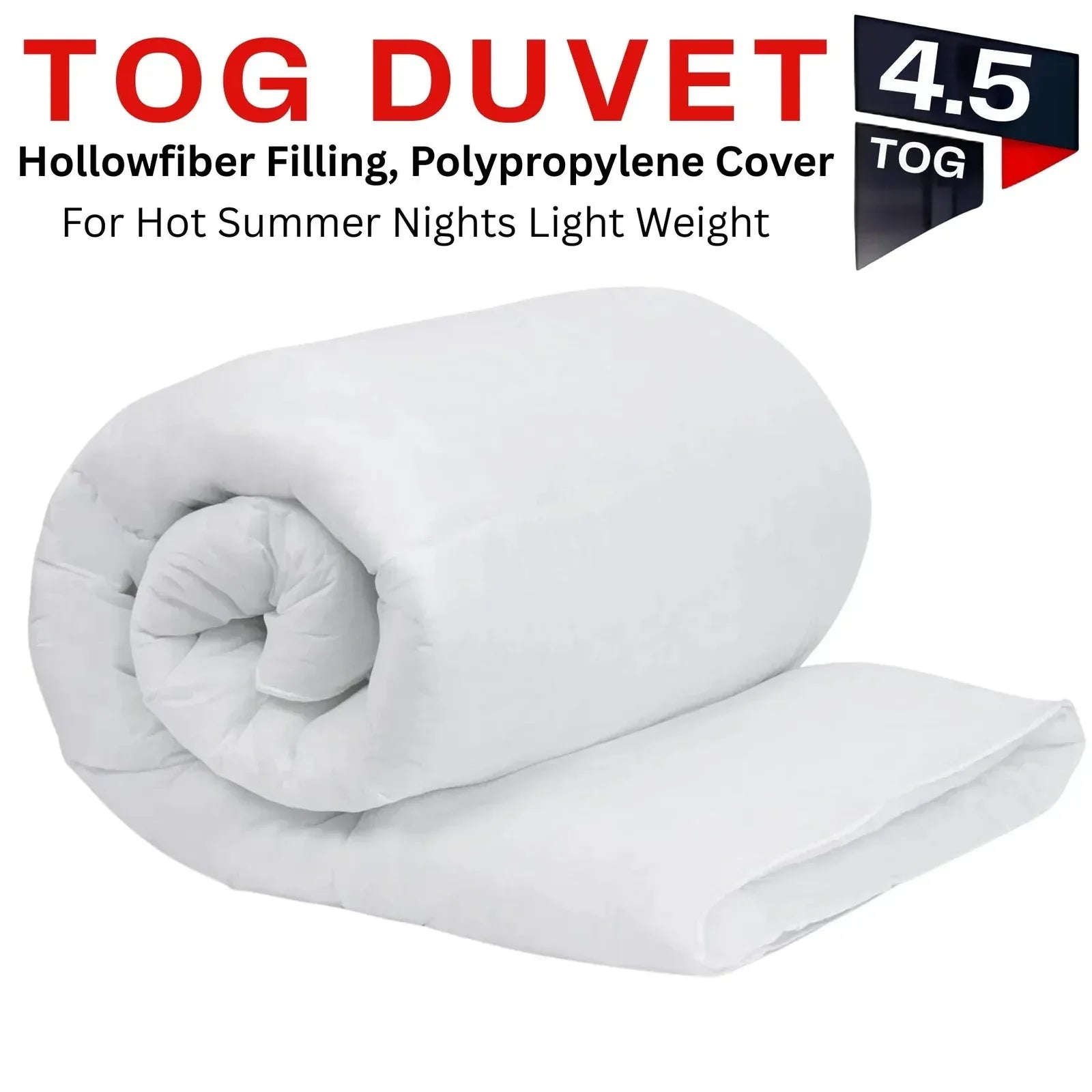 All Seasons Duvet Tog 4.5Hollowfiber Filling, Polypropylene Cover – Lightweight Quilt, Comforter &amp; Throw for Sofa or Bed - 4A's Global