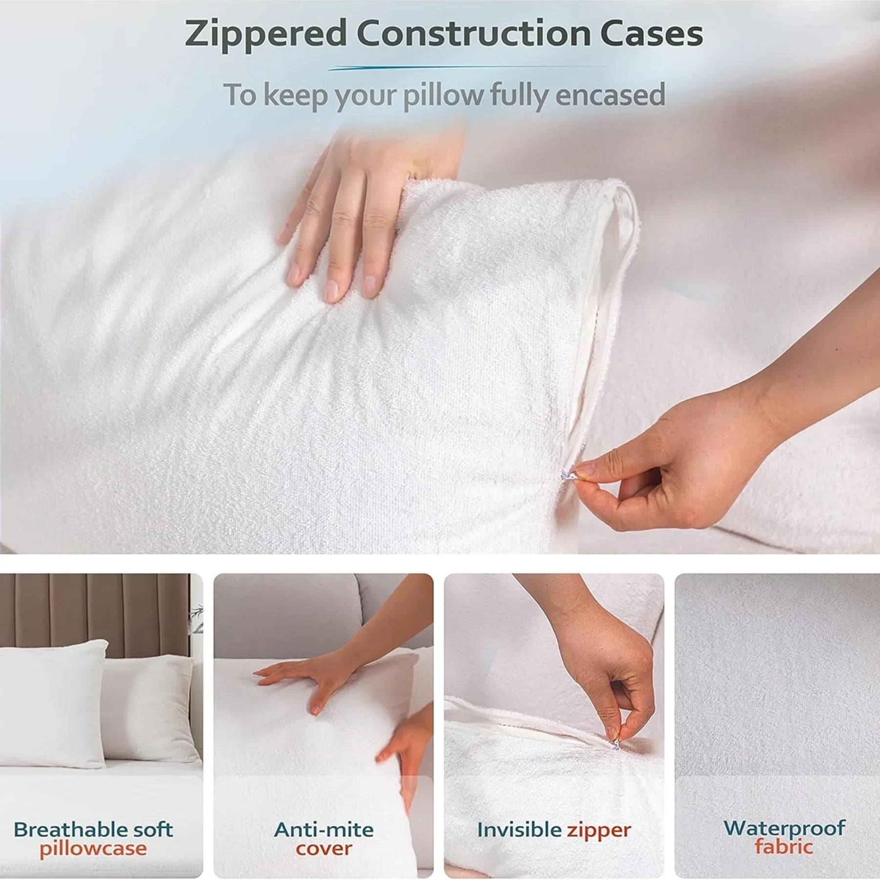 Premium Waterproof Terry Pillow Protector – Soft, Silent and Durable Pillow Cover for Ultimate Pillow Protection - 4A's Global
